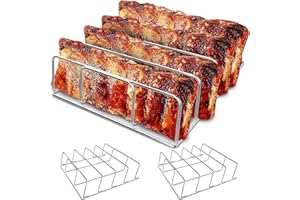LANGZIHT Woodfire & Smoker Rib Rack – für Ninja Woodfire Outdoor Grill OG701 und OG751 Serie – hält 4 volle Rippen – schafft rundum Luftstrom – sorgt für gleichmäßiges Kochen – erreicht gleichmäßige Rinde