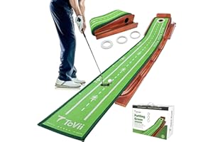 ToVii Putting Green - Indoor/Outdoor Golf Practice Mat with Auto Ball Return, 3 Holes