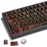 HITIME Yan Baskılı PBT Keycaps, 132 Tuşlu Kahverengi Tuş Kapakları DoubleShot Ebru Tuş Kapakları Kiraz Profili Mekanik Klavye