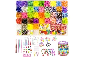 PMUEUFF Set di 3500+ Elastici per Braccialetti di 8, 9, 10 e 11 Anni, Kit Braccialetti Fai da te Bambina Colorati per Bambini, Kit Braccialetti Elastici, Kit Elastic per Braccialetti con 40 Colori e lettere,