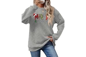 Asoodiy Christmas Sweatshirts Fleece Lined Womens Xmas Top Ladies Merry Christmas Printed Sweatshirts Pullover Blouse