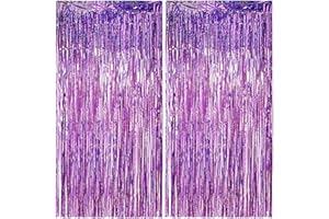 BEISHIDA 2 Pezzi Viola Tende Metalliche Tinsel Foil Tende di Orpello Frange Frangia Tende Festa Sfondo per Nozze Compleanno Festa Decorazioni (1m x 2 m)