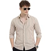U TURN Men's Casual Printed Striped Stylish Latest Formal Plus Size Shirt for Men