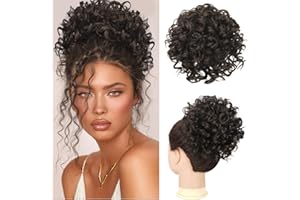 RUWISS Chignon Finto per Capelli Coda di Cavallo Ricci Corti Estensione Elastica Coulisse Capelli Sciolti Naturali per Donne Ragazze (80g Marrone)