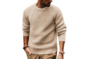 PJ PAUL JONES Herren Pullover mit Rundhalsausschnitt Langarm Waffel Strickpullover