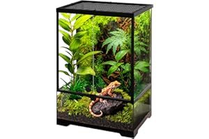 NEPTONION 10 Gallon Professional Glass Terrarium 12"x12"x18" Durable Reptile Habitat Tank with Heat Resistant Aluminum Alloy Frame, Dual Front Swinging Doors for no Jam by Sand and Other Debris