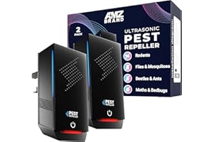 AMZ BRAND Ultrasonic Pest Repeller 2 Pack - Powerful Mouse Repellent - 3 Working Modes - Wide Frequency Range Pest Control Device - Ideal for Mice, Rats, Mosquitoes, Cockroach, Moths, Ants