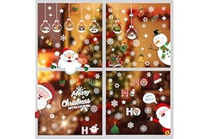 sulanmo 116 PCS Autocollant Noel Fenetre, Stickers de Noël DIY Amovibles PVC Réutilisables Statiques, Décoration de Noel Colorée pour Fenêtre Vitre Porte Intérieur