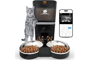 PETPALACE Distributeur croquettes Chat Automatique Double gamelle avec caméra – Nourriture équitable pour 2 Chats ou Plus – Surveillance à Distance – Sérénité pour Vous, Confort pour eux