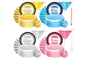 ERCORART Edible Glitter for Drinks - 4 Colours Lustre Dust Edible, Shimmer Dust Food Colouring Powder, Food Grade Edible Glitter for Cake Decorations, Buttercream, Drink, Cocktails, Fondant - 5 G