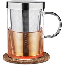 Set 2 Tazze Da Tè 500 Ml Con Infusore | Ceramica | Coperchio E Cucchiaio | Per Tè In Foglie | Regalo Elegante Blu - Foto 6