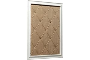 SOFE Antique White Linen Fabric Pin Board, 21"×27" Message Board Wall Decor, Burlap Bulletin Board Picture Memo Board, Large Cork Boards for Walls with Frame, Vision Board for Farmhouse Home,Office Decor