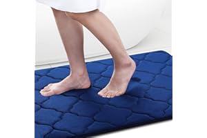 Homaxy Memory Foam dywanik łazienkowy, antypoślizgowy, miękki dywanik łazienkowy, chłonny, nadaje się do prania, łatwy w pielęgnacji dywanik prysznicowy, 60 x 90 cm, granatowy