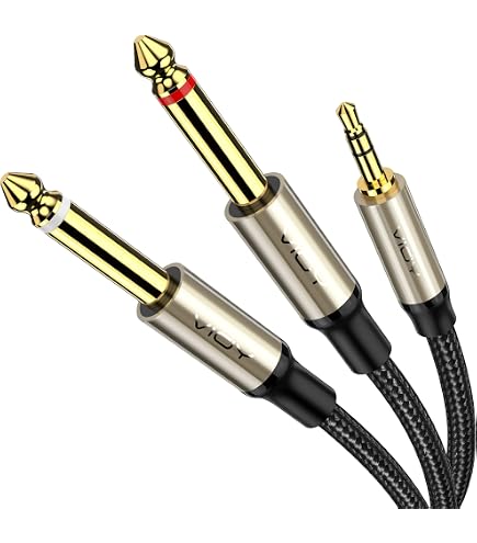 Cavo Splitter MOSWAG 3.5mm TRS A Doppio 6.35mm TS – 2 Metri, Con Treccia In Nylon E Connettori Placcati Oro
