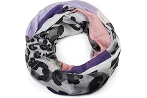 styleBREAKER Damen Loop Schal mit Leoparden Animal Print Muster und Color Blocking Farbflächen, Schlauchschal, Tuch 01016182
