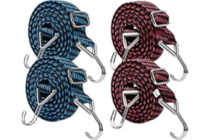 4 correas ajustables con ganchos – Cinta elástica de alta resistencia para camping, moto, coche y bicicleta | Tensor de equipaje y expansor con gancho de zinc de Huangyihan