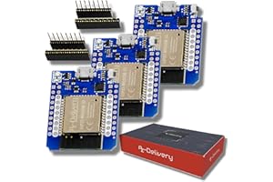 AZDelivery D1 Mini NodeMCU ESP32 ESP-WROOM-32 WLAN WiFi Bluetooth IoT Development Board 5V compatible with Arduino including E-Book! (Pack of 3)