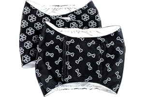 IMMACULATE TEXTILES Reusable Male Dog Incontinence Nappies/Sanitary Wraps/Belly Bands - Pack of 2 : Absorbent, Strong & Washable : Older Dogs or Puppies (Paw & Bone, L)