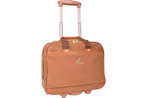 House Of Leather Travel Bag Organiser Pilot Case with Wheels Faux Suede Briefcase Style Cadiz Camel Red (Camel)