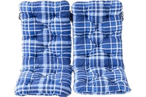 Ambientehome 2er Set Hochlehner Auflage Kissen Hanko Maxi, kariert blau, ca 120 x 50 x 8 cm, Rückenteil ca 70 cm, Polsterauflage