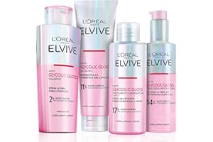 L'OREAL PARIS L'Oréal Paris Elvive Routine con Shampoo, Balsamo, Trattamento Laminazione 5 Minuti e Siero Senza Risciacquo, Per Capelli Spenti e Porosi, Luminosità Intensa, Con Acido Glicolico, Glycolic Gloss