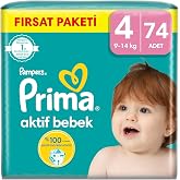 Prima Bebek Bezi Aktif Bebek 4 Beden 74 Adet Mega Fırsat Paketi