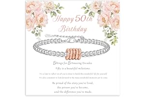GEMAURA 16th 18th 21st 30th 40th 50th 60th 70th 80th Birthday Gifts for Women, Adjustable Silver Bracelet for Women Sterling Silver Bracelet Birthday Gifts with Cards for Mum Daughter Sister Grandma