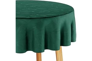 Filumi - Tovaglia rotonda, 120 x 120 cm, verde scuro, lavabile, per interni ed esterni, motivo vegetale Amalu