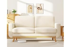 Vesgantti 172cm Loveseat Sofa Beige, Comfy Corduroy Couch with Spring Cushion, 2 Seater Sofa with Solid Wood, Sofa Couch with Deep Seat, Sofa for Bedroom, Loveseat for Living Room, Beige Office Couch