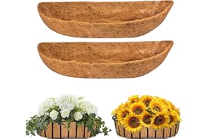 YUNSTK 2 Pcs Coco Liner Trough, 24 Inch Wall Mounted Planter Liner, Natural Coconut Fiber Hanging Basket Liners, Coco Fiber Replacement Liner for Window Box Planter, Wall Basket