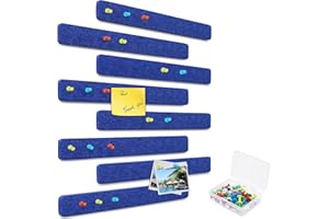 Yoillione Feltro Bacheca in Sughero, Lavagna Sughero, Rettangolo Bacheca Foto da Parete Lavagnetta Sughero con 20 Puntine per Condominiale Ufficio Appendere Foto Portachiavi, (8 Pezzi, Blu)