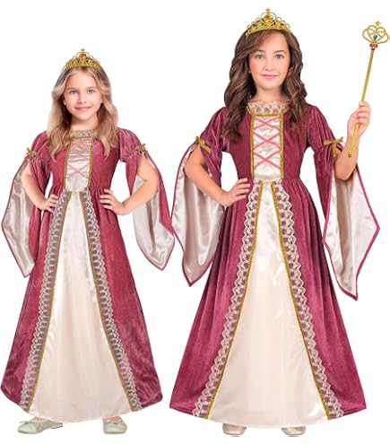 Mittelalter Prinzessin Kostüm Für Kinder – Kleid Mit Schleier-Kopfbedeckung