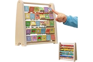 Navaris Lernspielzeug Zahlen Farben - Rechenschieber und Alphabet Abakus für Kinder ab 1 Jahr - Bunte Rechenhilfe und Lernen von Buchstaben - Montessori Mathe Abacus Spielzeug