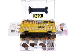 Rotary Tool Accessories Kit, Longmate 349pcs (3.2mm) Shanks Electric Tool Accessories for Easy Drilling, Cutting, Grinding, Sanding, Sharpening, Carving and Polishing