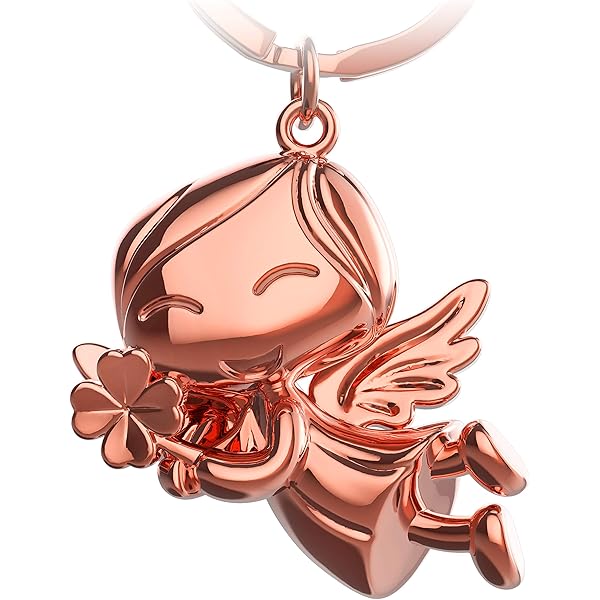 FABACH Schlüsselanhänger Schutzengel Smle - Engel Anhänger Aus Metall Geschenk Glucksbringer Rosegold