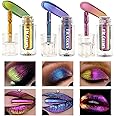 Domality Chameleon Eyeshadow Liquid Set, 3pcs Intense Color Shifting Multichrome Eyeshadow, Highly Pigment Metallic Long Lasting Quick-Drying No Creasing Eye Makeup