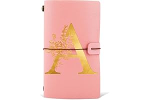 HSDSH Diario in Pelle PU iniziale, Taccuino Diario di Viaggio, Rosa Quaderno Scrittura Appunti Agenda, Compleanno Natale Regalo per Donna Ragazze Amica Studenti Sorella Maestre Rosa Gold(A)