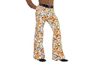 Widmann - 70er Jahre Herrenhose Bubbles, Schlaghose, Flower-Power, Disco, Karneval, Mottoparty