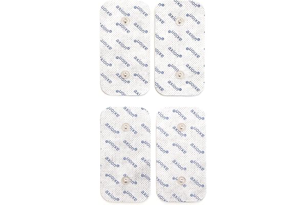 4 électrodes axion 10x5 cm | Compatibles avec les électrostimulateurs COMPEX | Patchs pour TENS et EMS réutilisables et autocollants avec connecteur bouton 3,75 mm