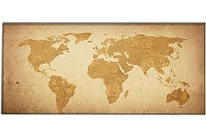 Silent Monsters Tapis de Souris XXL 90 x 40 cm, Mouse Pad Grand, Carte Globale Brune, Tapis de Souris en Tissu, antidérapant, Silencieux, Le Jeu vidéo, Bureau, Home Office, Lavable, Enroulable, Cousu