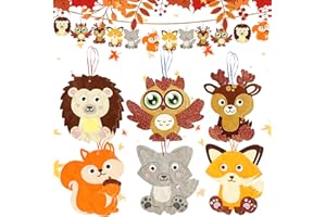 HUAHUANGHUI 12pcs Manualidades Autoadhesiva para Niños, Animales de Fieltro de Otoño Kit,DIY Otoño Animal Creativo Manualidades,Manualidades de Otoño para Niños,Acción de Gracias Decoración