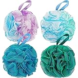 Spugna Doccia, 4 Pezzi Mesh Loofah Sponges, Palla Doccia per Esfoliazione Corpo O Massaggio