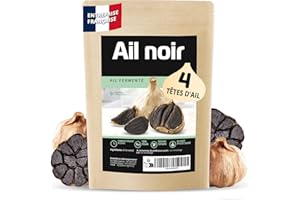 DETOX ORGANICA Ail Noir - 4 Têtes d'ail fermenté - Gousses entières - Fermentation de 90 jours - Qualité Supérieure - 100% Naturel - Ail Noir frais, Goût épicé-doux et polyvalent