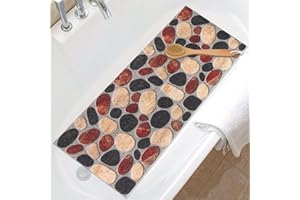 MACUNIN Extra Long Soft Loofah Bath Mat: Anti Mould Quick Drying High Permeability with Non Slip Backing - Foot Scratch Massage Floor Mat for Bathroom Wet Area