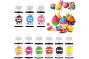 MENNYO Lot de 9 colorants alimentaires liquides pour décoration de gâteaux, macarons, savons, beignets, fudge, glaçage, glace, savon, pistolet pulvérisateur, 9 x 10 ml