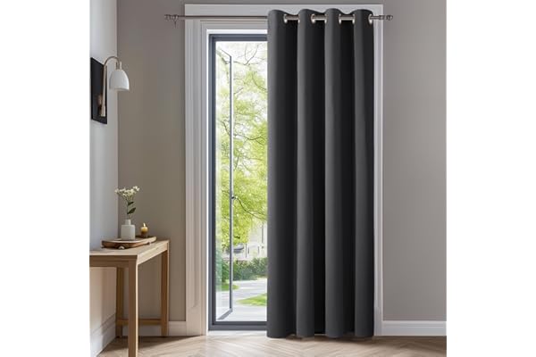 Deconovo Rideaux Occultants Isolant Thermique Anti Froid, 132x214 CM (Largeur x Hauteur), Rideaux pour Salon et Chambre, Design Moderne à Oeillets, Gris Foncé, 1Pièces