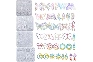 Bekecidi 4 Piezas Moldes de Resina Epoxi de Silicona, Moldes de Silicona de Mariposa para Pendientes de Fundición de Resina, Molde de Colgante Llaveros Collares Joyas para Manualidades de Resina