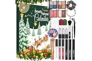 Prreal Calendrier de l'Avent Beauté 2025, 24 Jours de Cadeaux de Maquillage de Noël pour Elle, Contient un Kit de Maquillage de Beauté, Accessoires de Vêtements de Noël, 24 Cadeaux Surprise Compte à