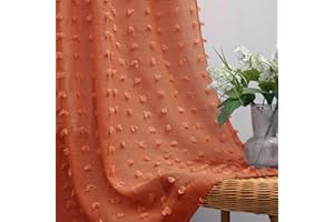 KOUFALL Vorhänge, für Wohnzimmer, Boho-Fenster, durchscheinend, für Schlafzimmer, Set mit 2 Paneelen, 229 cm lang, terrakottafarben, orange