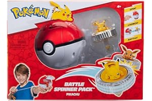 Pokémon Pack de toupies de Combat Pikachu Toupie de Combat avec Lanceur de toupie Poké Ball